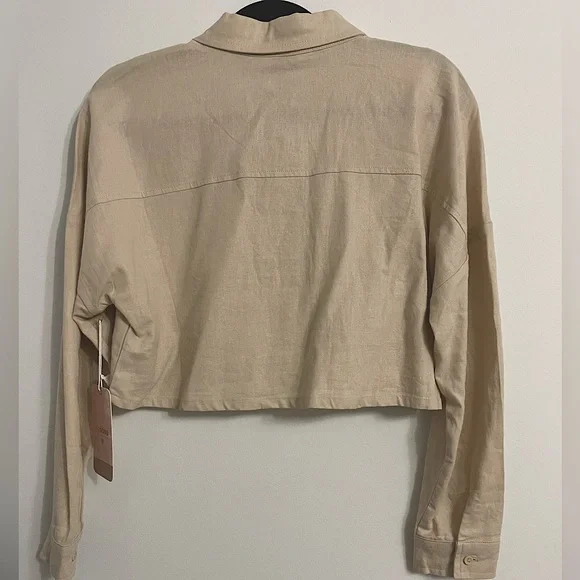 NWT CI Sono Los Angeles Khaki Long Sleeve Crop Top - Picture 2 of 6